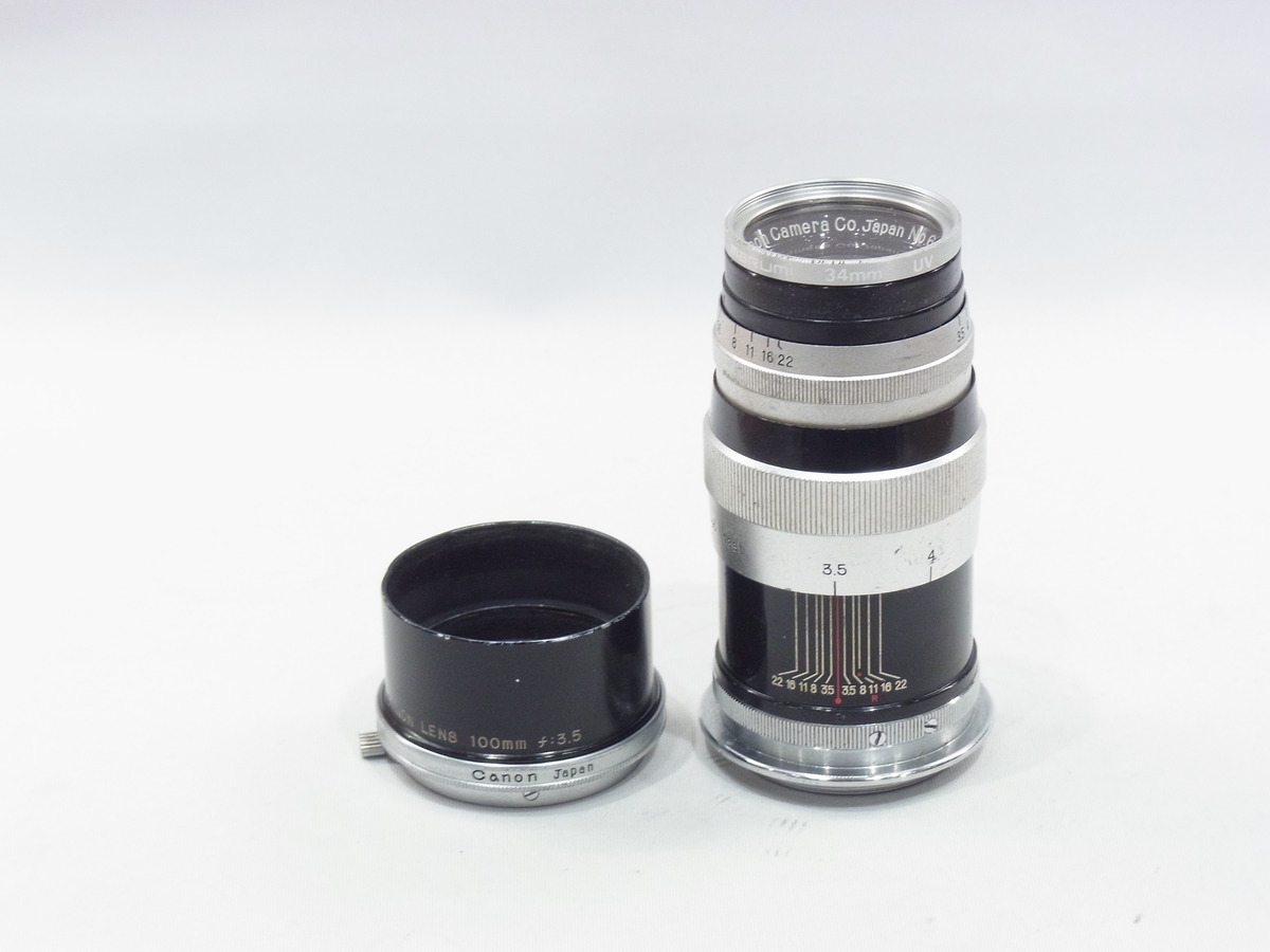 【美品】キヤノン　100mm F3.5　Ⅲ　Lマウント　 純正前後キャップ付き 美品】キヤノン100mm F3.5ⅢLマウント 純正前後キャップ付き