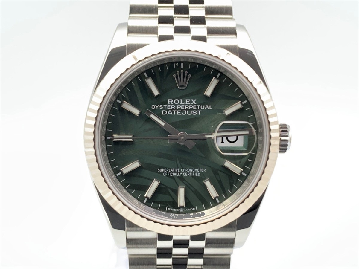 ロレックス(ROLEX) デイトジャスト 36 グリーン 126234 ステンレススティール/ホワイトゴールド パームモチーフ ジュビリーブレス