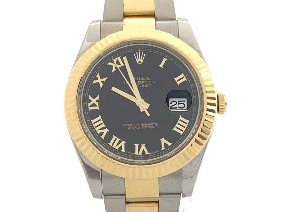 ロレックス(ROLEX) デイトジャスト II ブラック 116333 ステンレススティール/イエローゴールド ローマ オイスターブレス