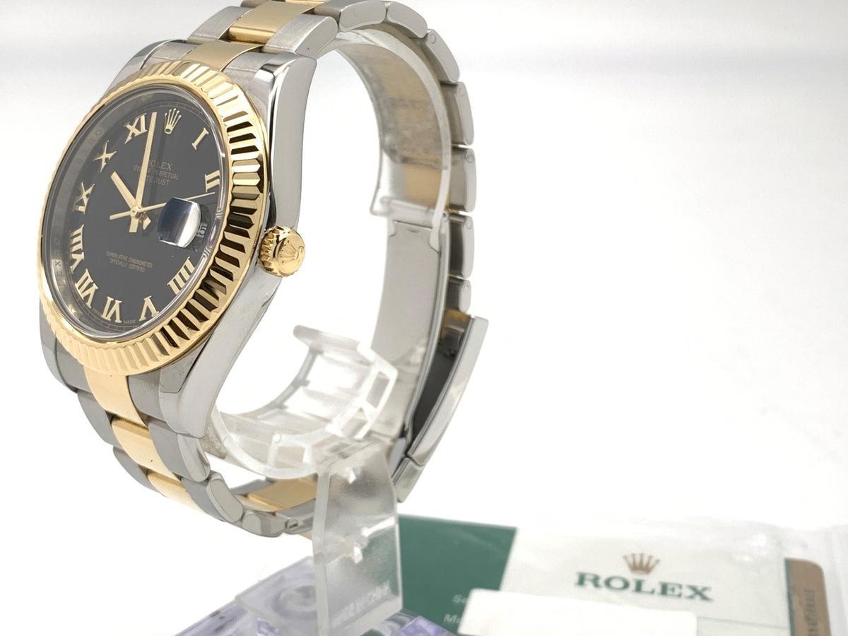 ロレックス(ROLEX) デイトジャスト II ブラック 116333 ステンレススティール/イエローゴールド ローマ オイスターブレス