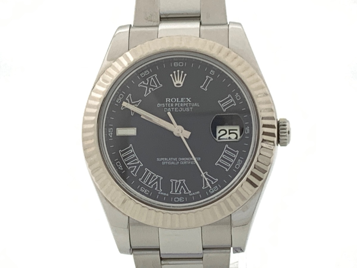 ロレックス(ROLEX) デイトジャスト II ブラック 116334 ステンレススティール/ホワイトゴールド ローマ オイスターブレス