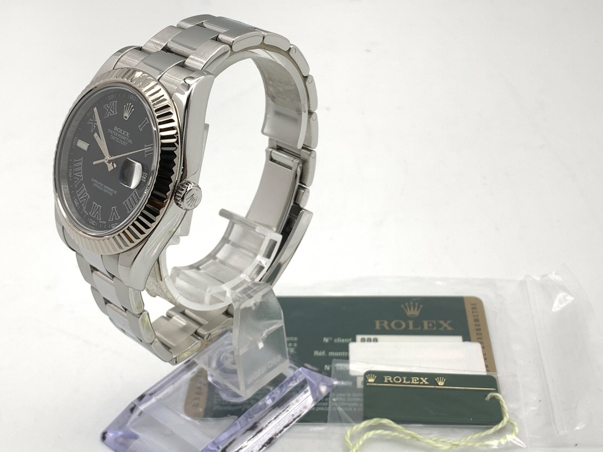 ロレックス(ROLEX) デイトジャスト II ブラック 116334 ステンレススティール/ホワイトゴールド ローマ オイスターブレス
