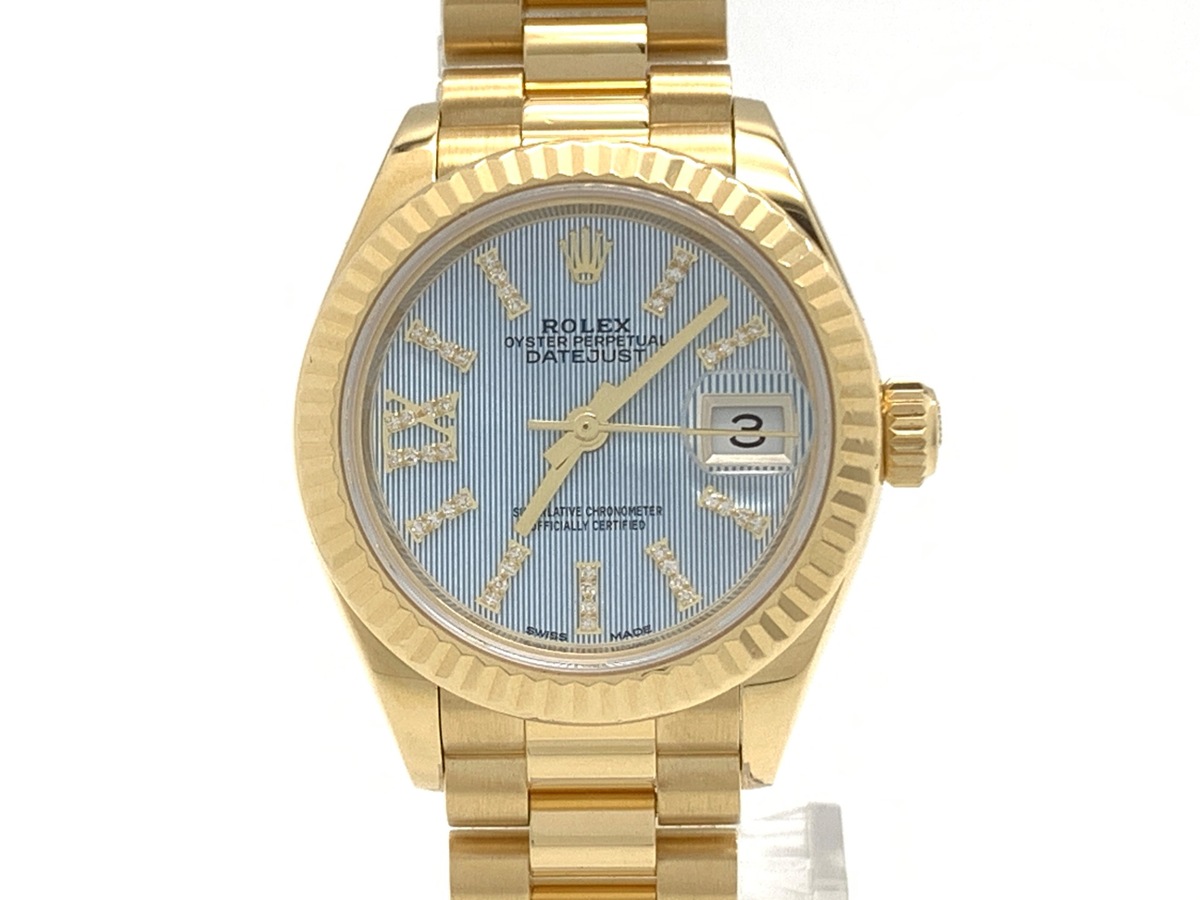 ロレックス(ROLEX) デイトジャスト 28 コーンフラワーブルー 279178G イエローゴールド