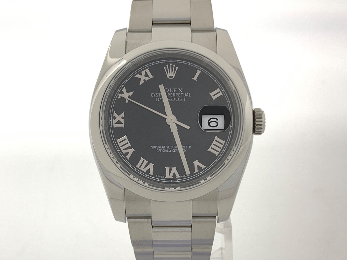 ロレックス(ROLEX) デイトジャスト 36 ブラック 116200 ステンレススティール ローマ オイスターブレス