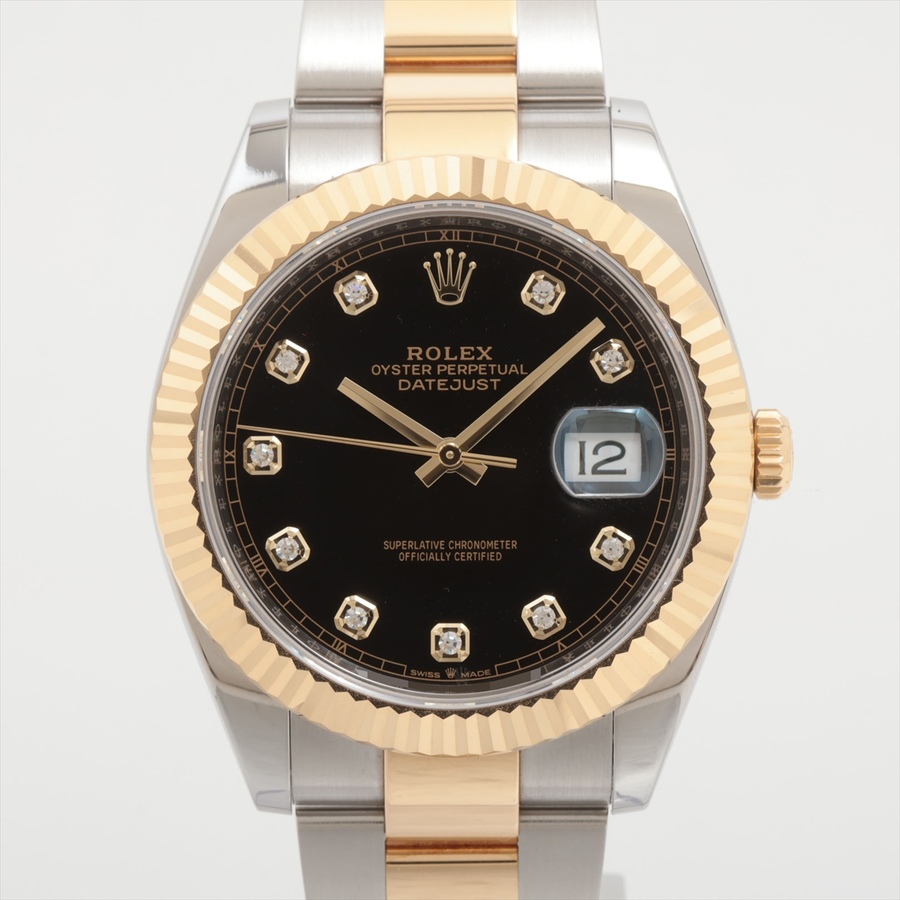 ロレックス(ROLEX) デイトジャスト 41 ブラック 126333G ステンレススティール/イエローゴールド 10Pダイヤ オイスターブレス