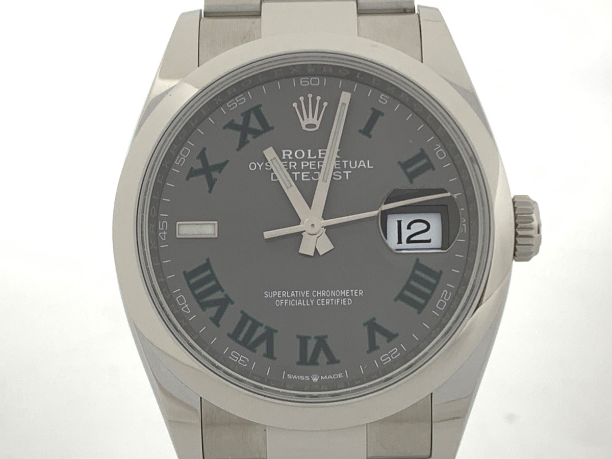 ロレックス(ROLEX) デイトジャスト 36 スレート/グリーン [グレー系] 126200 ステンレススティール ローマ オイスターブレス