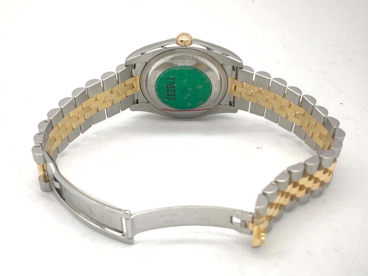 ロレックス(ROLEX) デイトジャスト 36 ブラック 116233G ステンレススティール/イエローゴールド 10Pダイヤ ジュビリーブレス