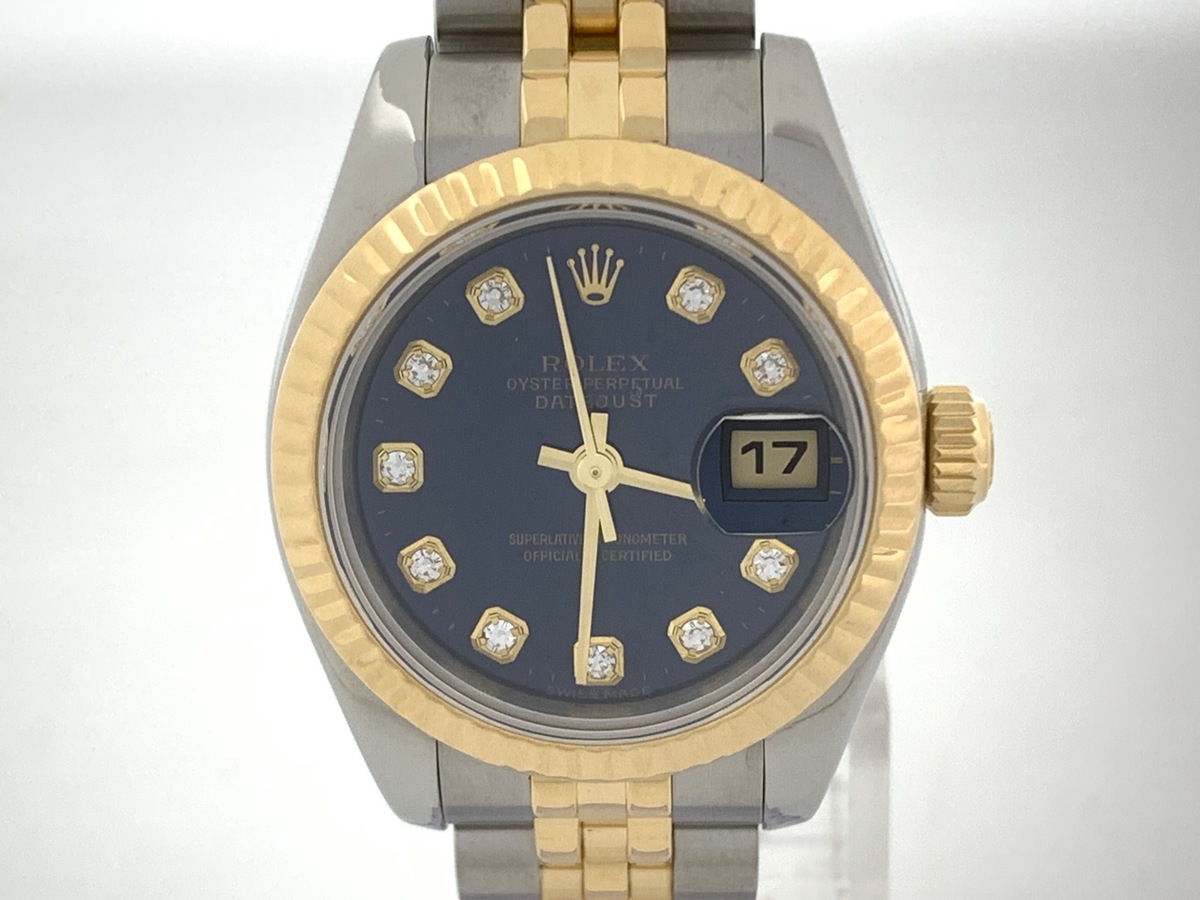 ロレックス(ROLEX) デイトジャスト 26 ブルー 179173G ステンレススティール/イエローゴールド 10Pダイヤ ジュビリーブレス