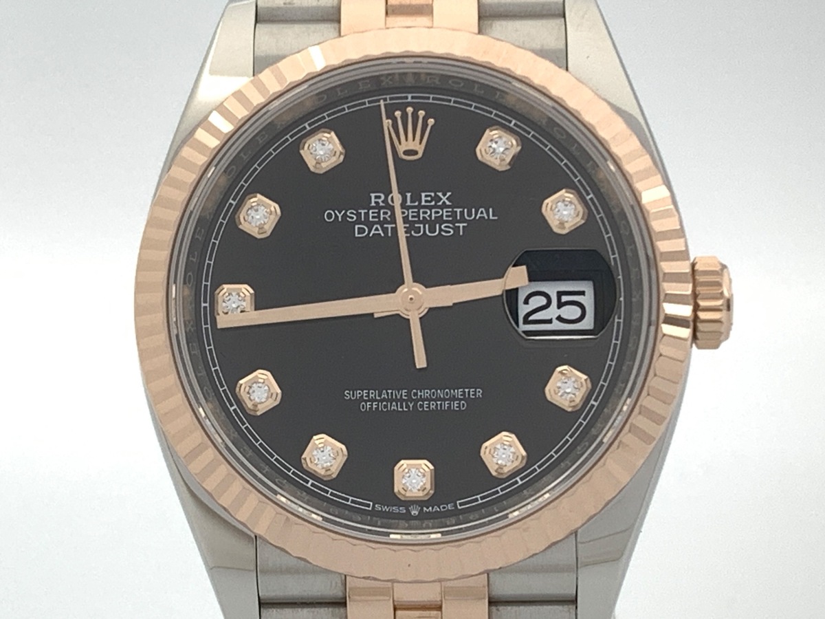 ロレックス(ROLEX) デイトジャスト 36 ブラック 126231G ステンレススティール/ローズゴールド 10Pダイヤ ジュビリーブレス