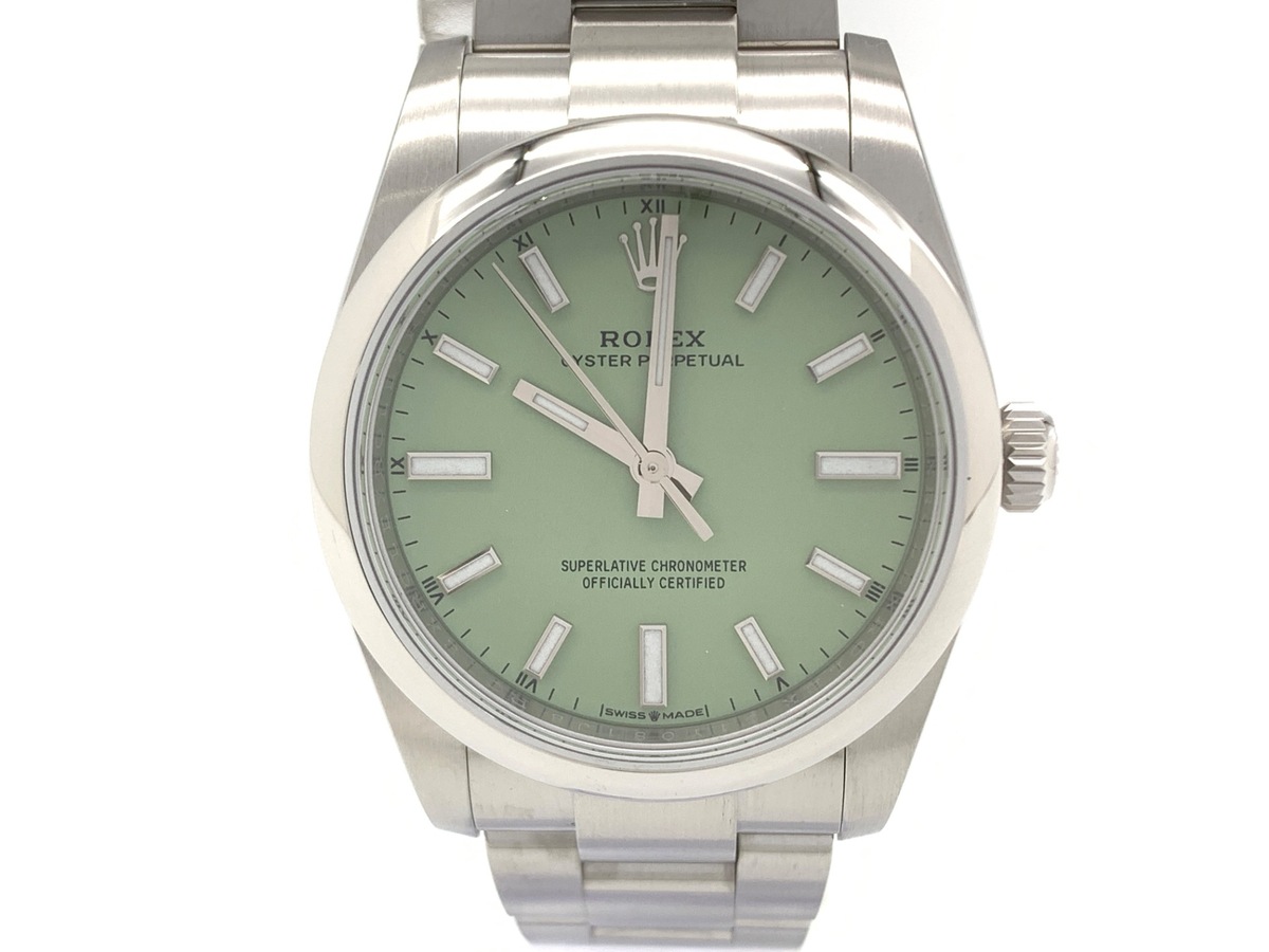 ロレックス(ROLEX) オイスターパーペチュアル 34 ピスタチオ [グリーン系] 124200 ステンレススティール オイスターブレス