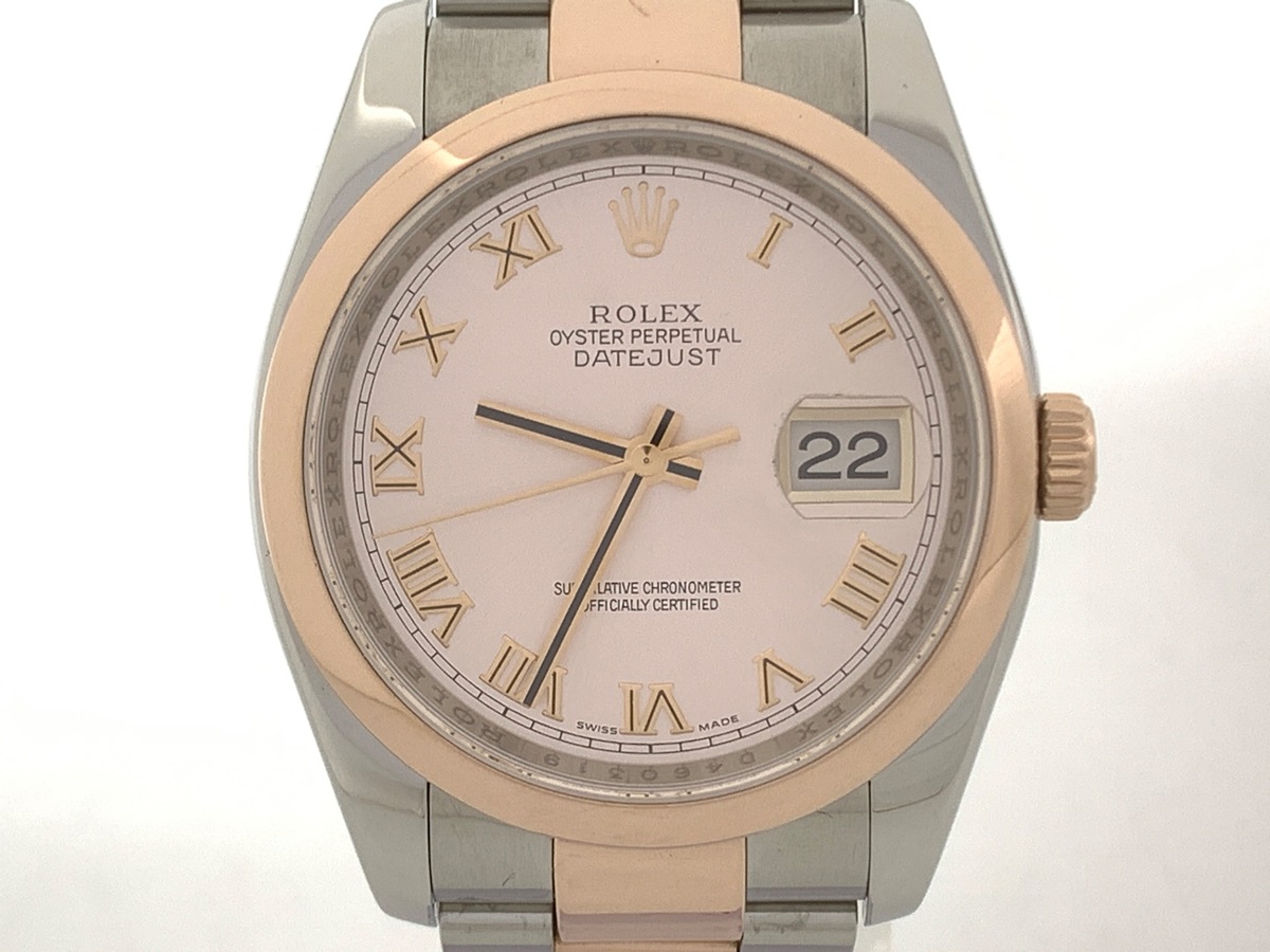 ロレックス(ROLEX) デイトジャスト 36 ピンク 116201 ステンレススティール/イエローゴールド ローマ オイスターブレス