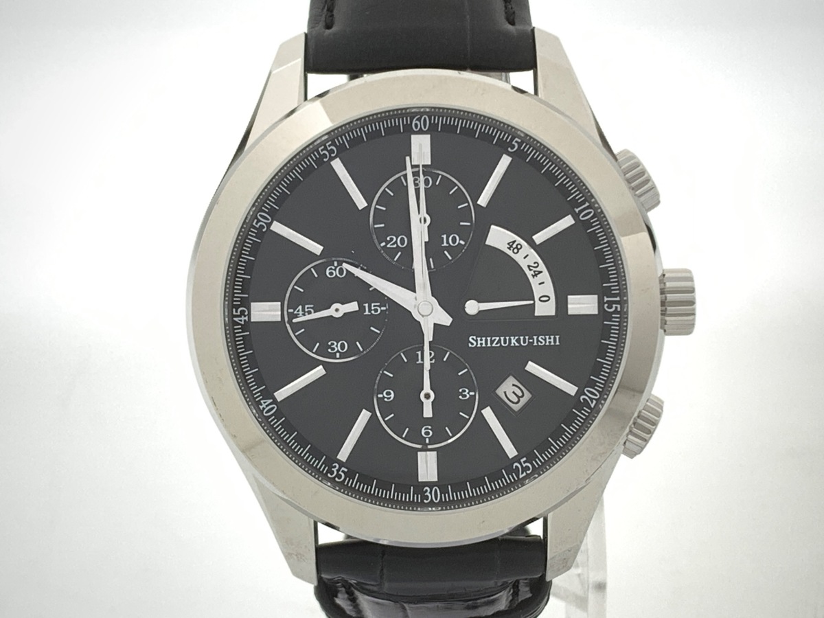 セイコー SHIZUKU-ISHI ブラック NC77-003/TNC770101 ステンレススティール レザーベルト 雫石高級時計工房