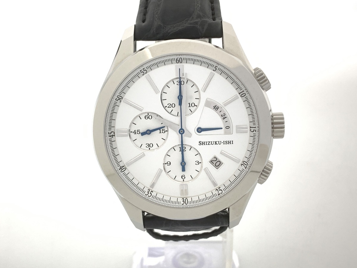 セイコー SHIZUKU-ISHI シルバー NC77-003/TNC770104 ステンレススティール レザーベルト 雫石高級時計工房