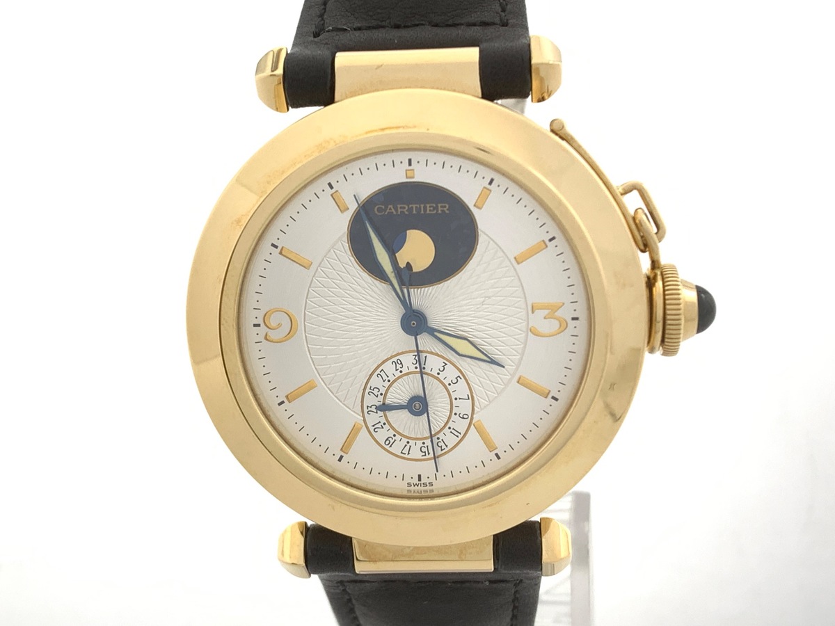 カルティエ パシャ 38mm アイボリー [ホワイト系] W3000151 イエローゴールド ムーンデイゾーン