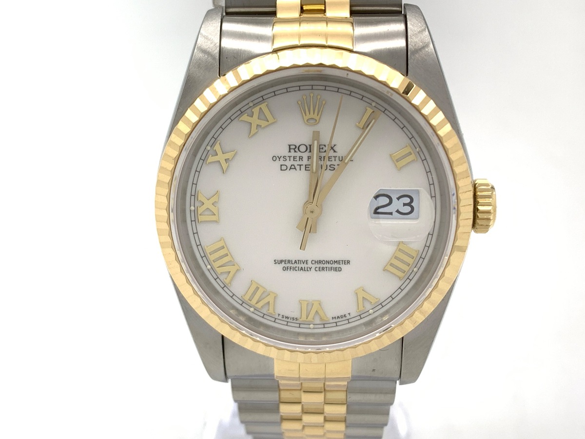 ロレックス(ROLEX) デイトジャスト 36 ホワイト 16233 ステンレススティール/イエローゴールド ローマ ジュビリーブレス
