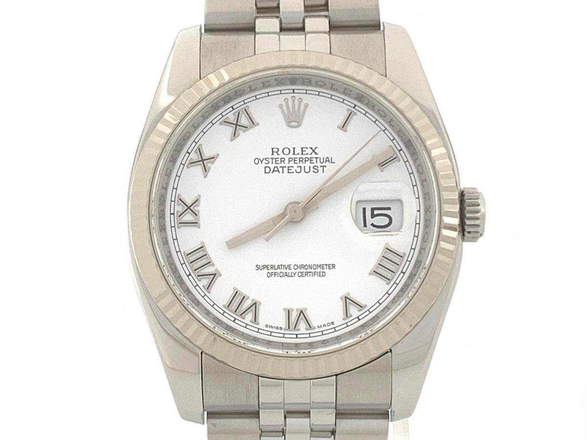 ロレックス(ROLEX) デイトジャスト 36 ホワイト 116234 ステンレススティール/ホワイトゴールド ローマ ジュビリーブレス