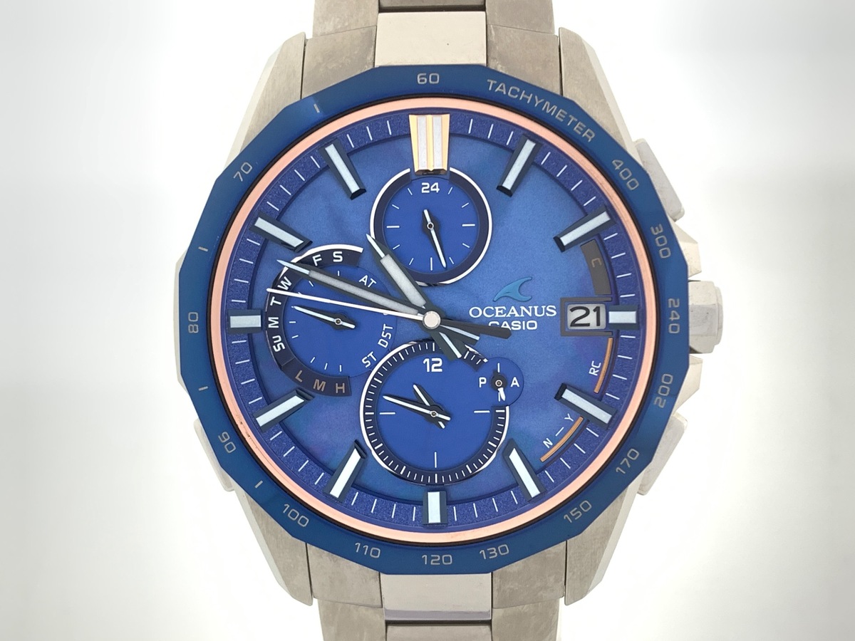 カシオ オシアナス マンタ ブラック/ブルー OCW-S4000D-1AJF チタン
