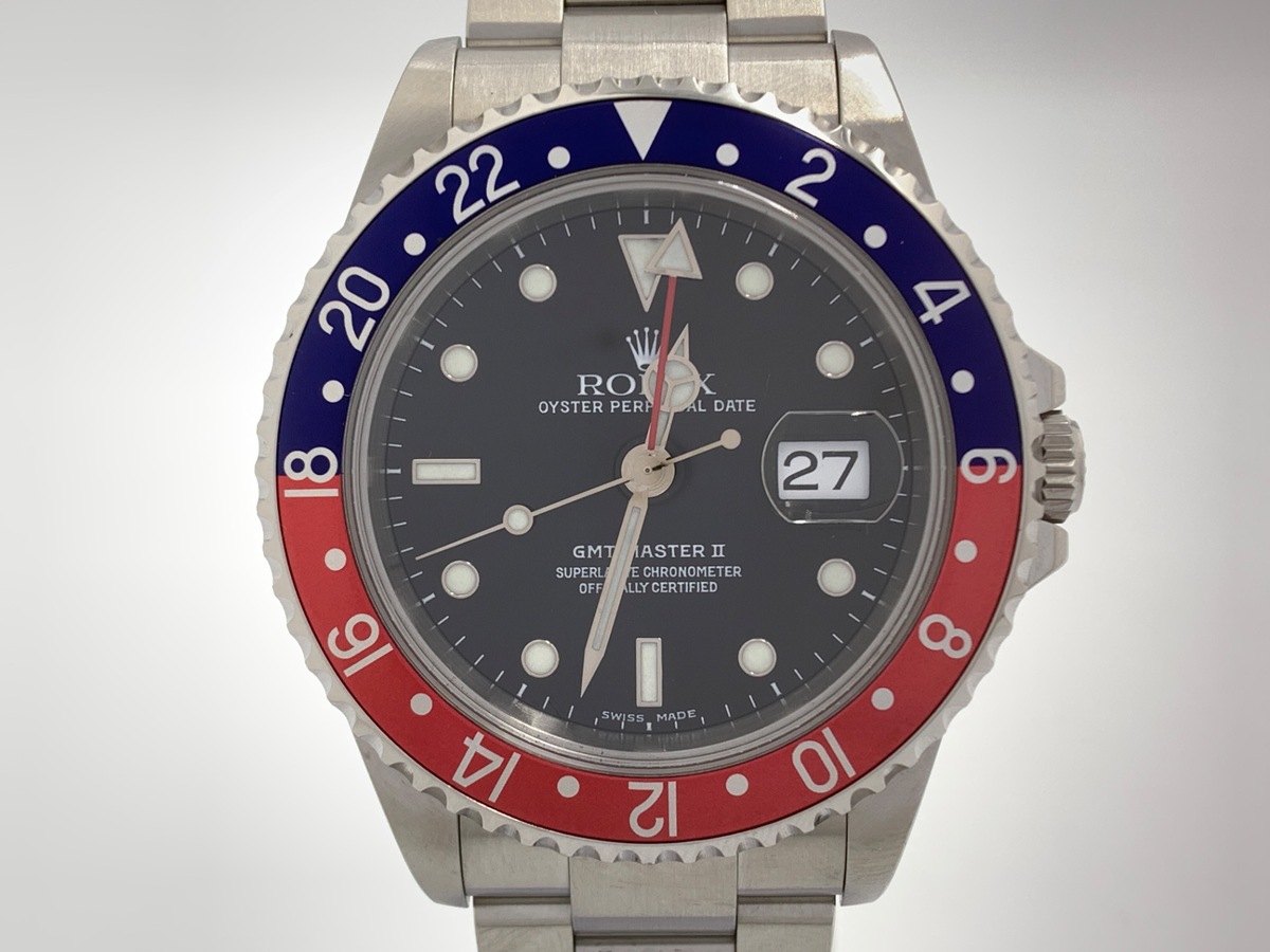 ロレックス(ROLEX) GMTマスターII ブラック 16710 ステンレススティール ブルー/レッドベゼル