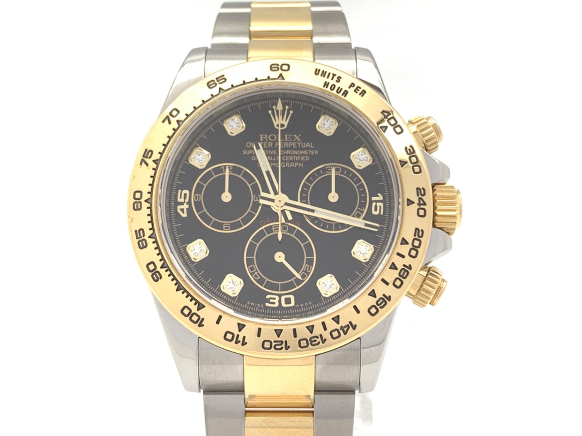 ロレックス(ROLEX) デイトナ ブラック 116503G ステンレススティール/イエローゴールド 8Pダイヤ 前期