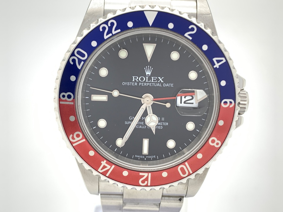 ロレックス(ROLEX) GMTマスターII ブラック 16710 ステンレススティール ブルー/レッドベゼル スティックダイヤル