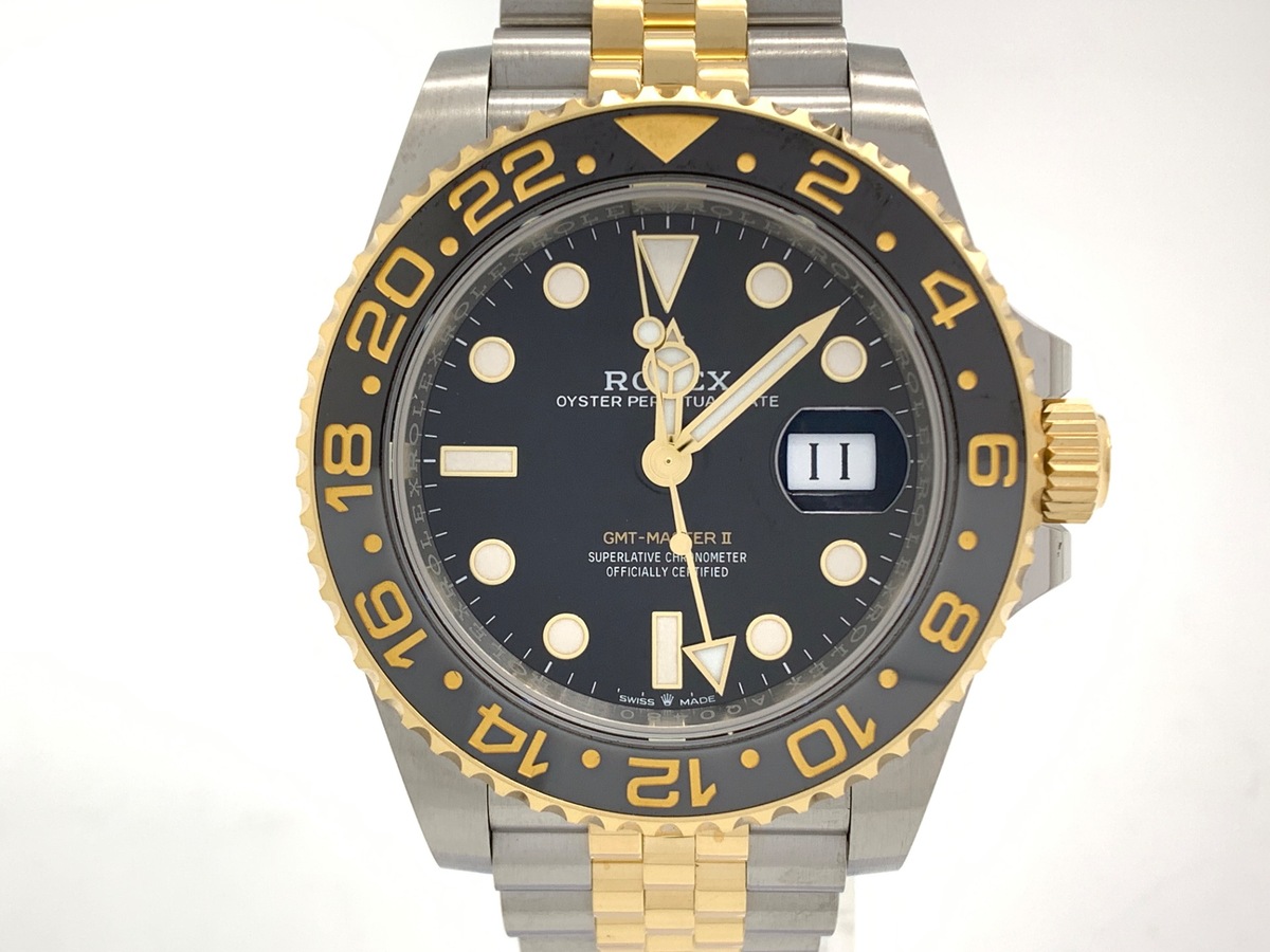 ロレックス(ROLEX) GMTマスターII ブラック 126713GRNR ステンレススティール/イエローゴールド ジュビリーブレス