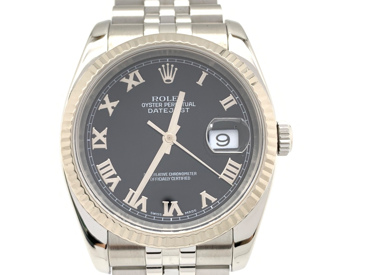 ロレックス(ROLEX) デイトジャスト 36 ブラック 116234 ステンレススティール/ホワイトゴールド ローマ ジュビリーブレス
