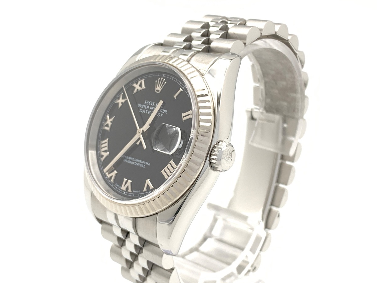 ロレックス(ROLEX) デイトジャスト 36 ブラック 116234 ステンレススティール/ホワイトゴールド ローマ ジュビリーブレス