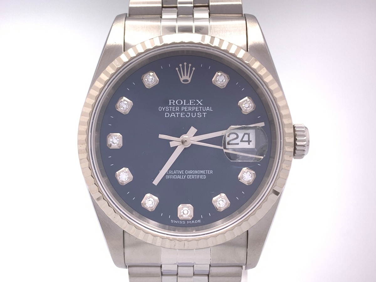 ロレックス(ROLEX) デイトジャスト 36 ブルー 16234G ステンレススティール/ホワイトゴールド 10Pダイヤ ジュビリーブレス