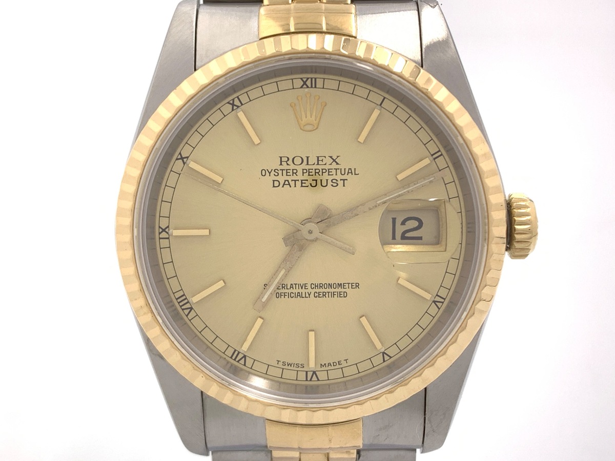 ロレックス(ROLEX) デイトジャスト 36 シャンパン [ゴールド系] 16233 ステンレススティール/イエローゴールド アラビア ジュビリーブレス