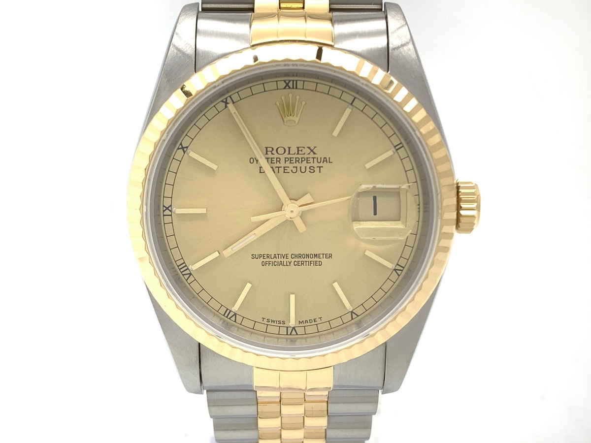 ロレックス(ROLEX) デイトジャスト 36 シャンパン [ゴールド系] 16233 ステンレススティール/イエローゴールド モザイク ジュビリーブレス