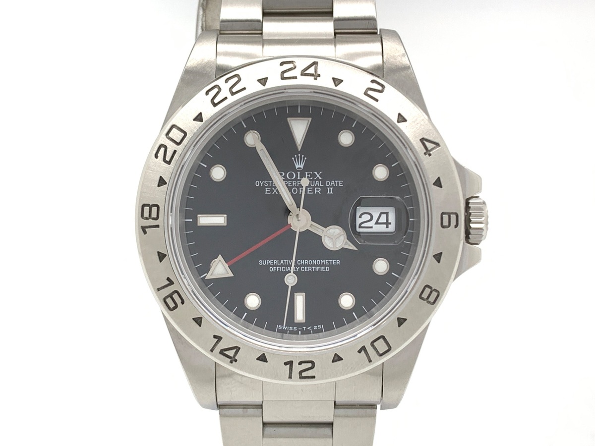 ロレックス(ROLEX) エクスプローラーII ブラック 16570 ステンレススティール シングルバッグル トリチウム