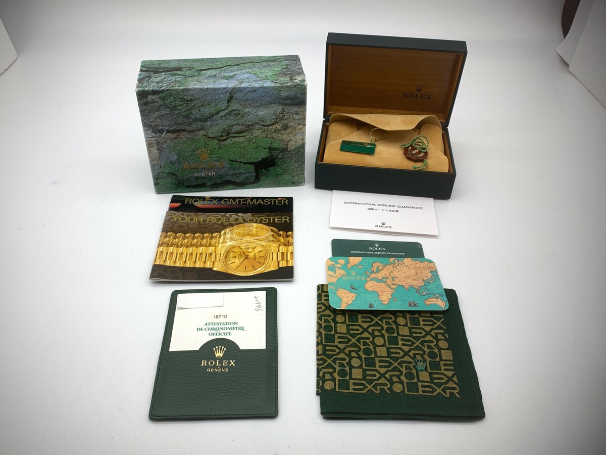 ロレックス純正GMT-マスターⅡ ＬサイズBOX ベゼルカバー付　付属品15点 ロレックス(ROLEX) GMTマスターII ブラック 16710 ステンレス